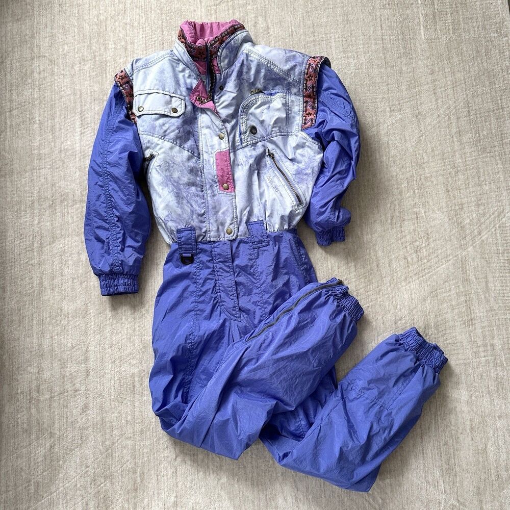 NEVICA Virage Ski Suit Recco System Womens 8 Blue Vintage Apres Ski 80s 90s